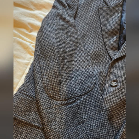 Plaid Grey Wool Blazer Size 52 - Picture 3 of 16